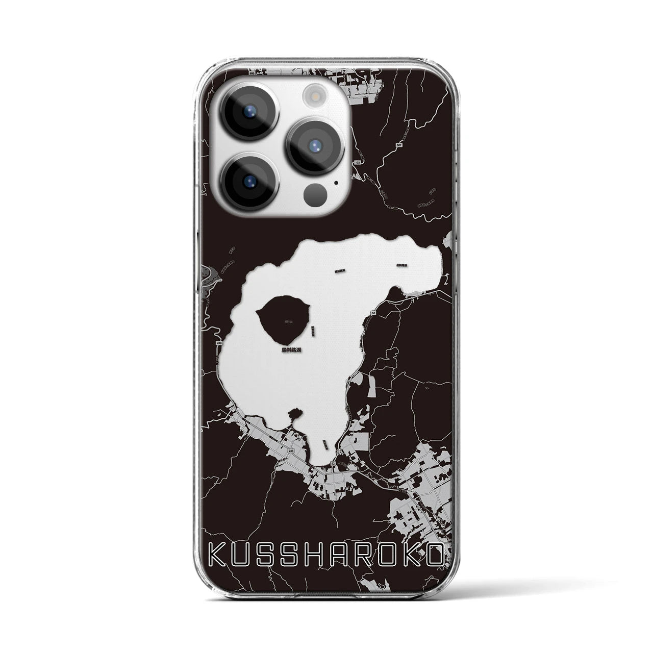 【屈斜路湖(北海道)】地図柄iPhoneケース(クリアタイプ)