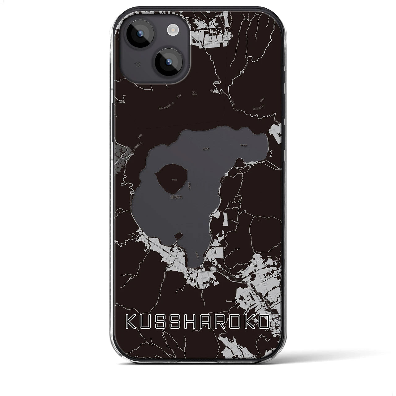 【屈斜路湖(北海道)】地図柄iPhoneケース(クリアタイプ)