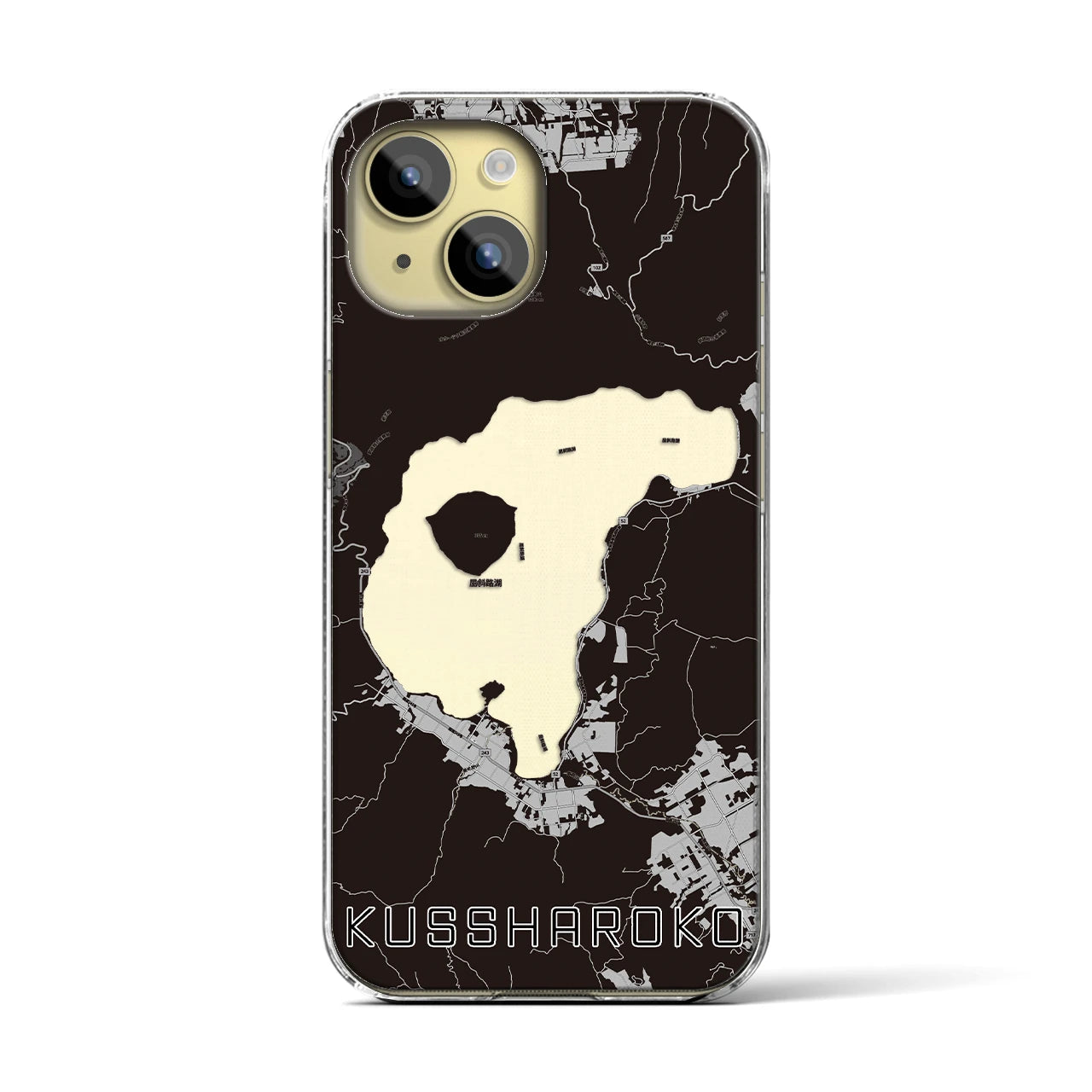 【屈斜路湖(北海道)】地図柄iPhoneケース(クリアタイプ)