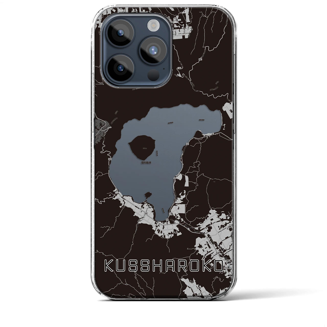 【屈斜路湖(北海道)】地図柄iPhoneケース(クリアタイプ)