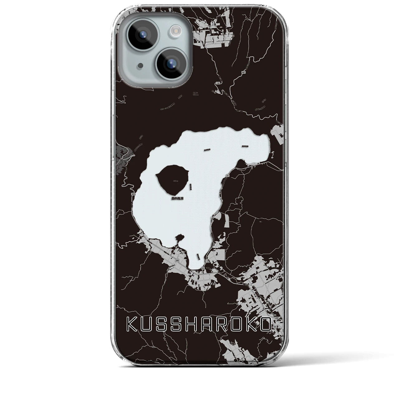 【屈斜路湖(北海道)】地図柄iPhoneケース(クリアタイプ)