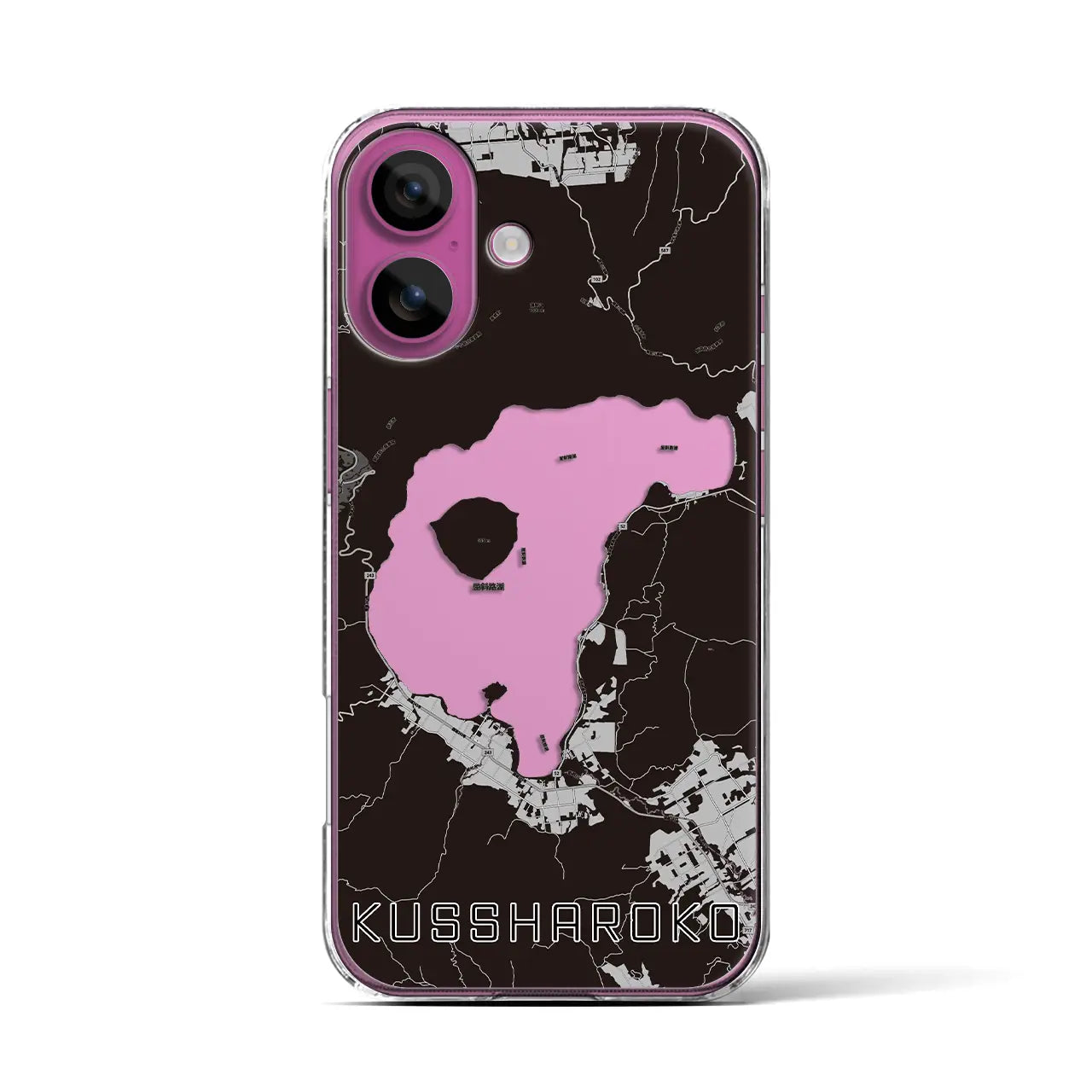 【屈斜路湖(北海道)】地図柄iPhoneケース(クリアタイプ)