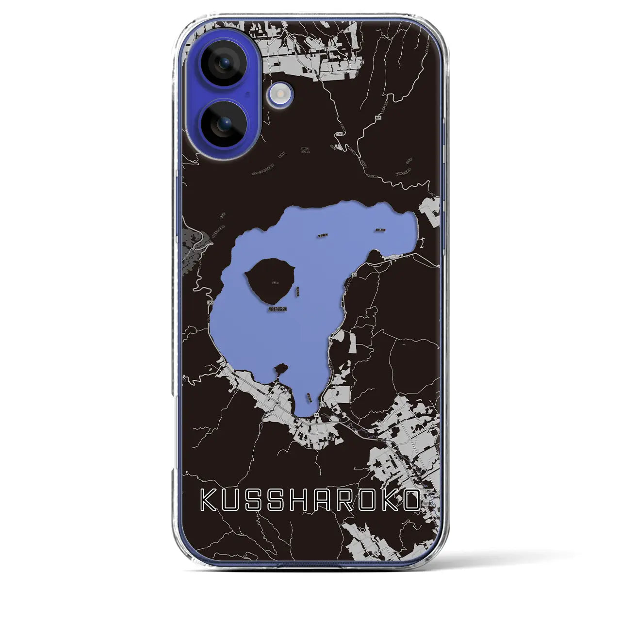 【屈斜路湖(北海道)】地図柄iPhoneケース(クリアタイプ)