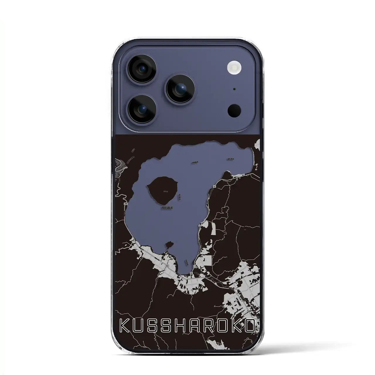 【屈斜路湖(北海道)】地図柄iPhoneケース(クリアタイプ)