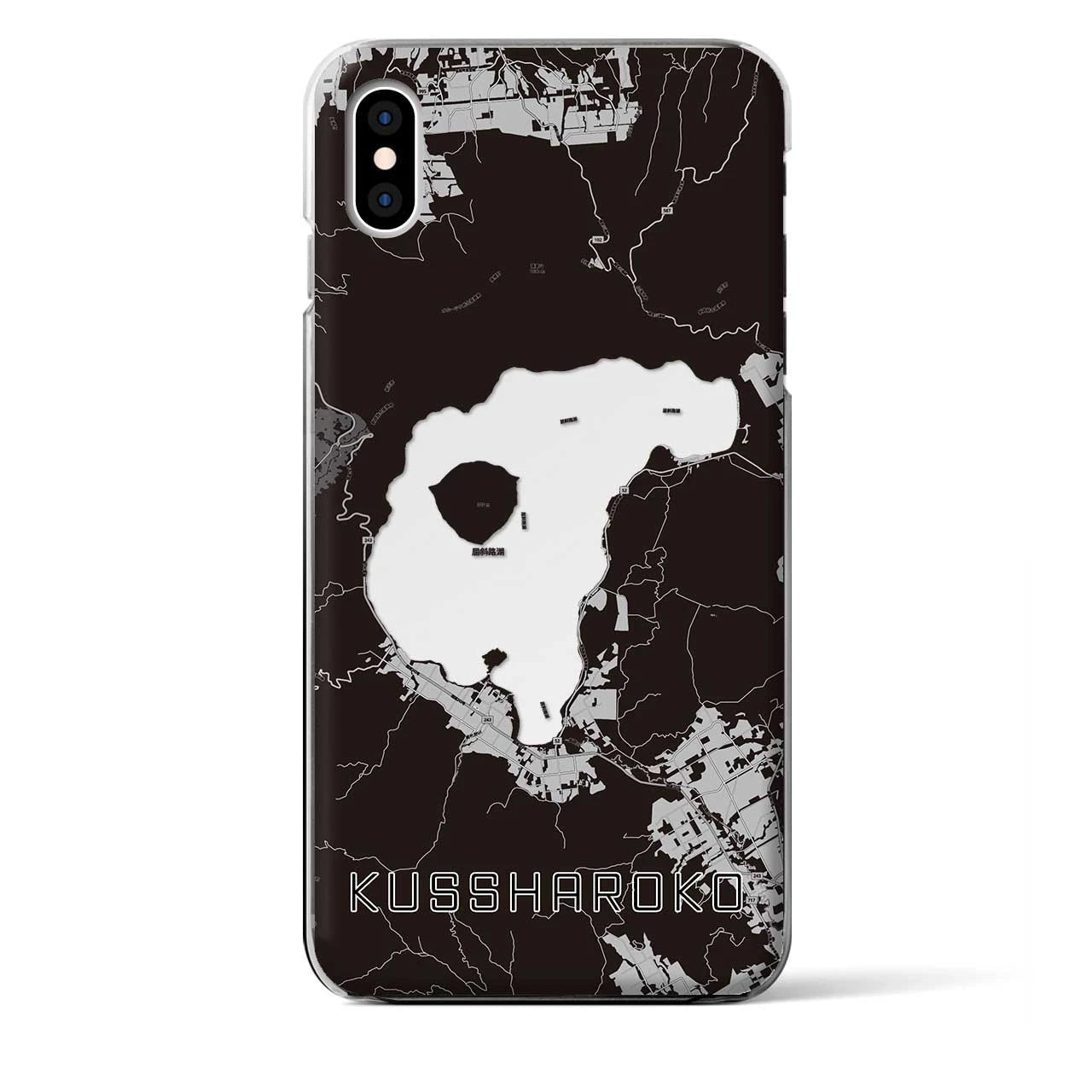 【屈斜路湖(北海道)】地図柄iPhoneケース(クリアタイプ)