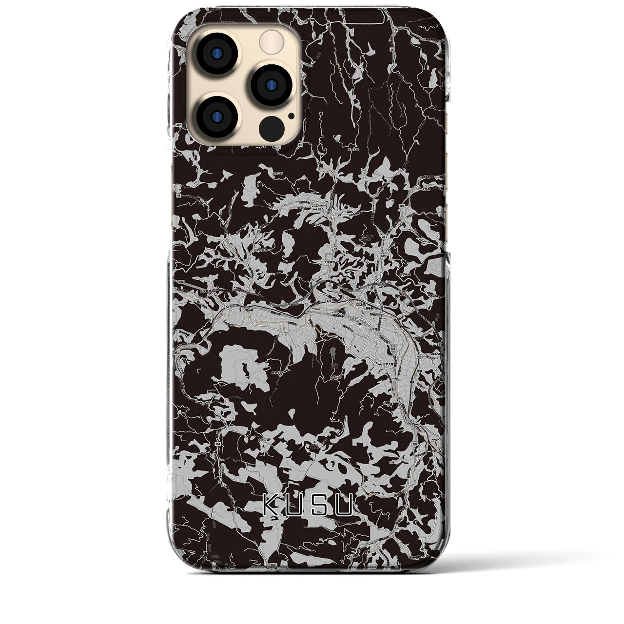 【玖珠(大分県)】地図柄iPhoneケース(クリアタイプ)モノトーン・iPhone 12 Pro Max 用