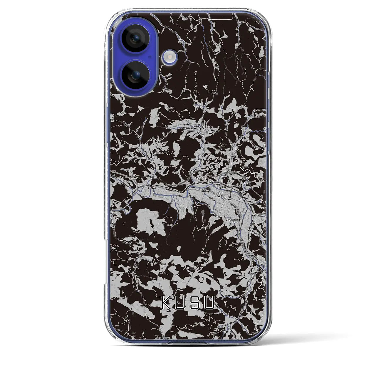 【玖珠(大分県)】地図柄iPhoneケース(クリアタイプ)モノトーン・iPhone 16 Pro Max 用