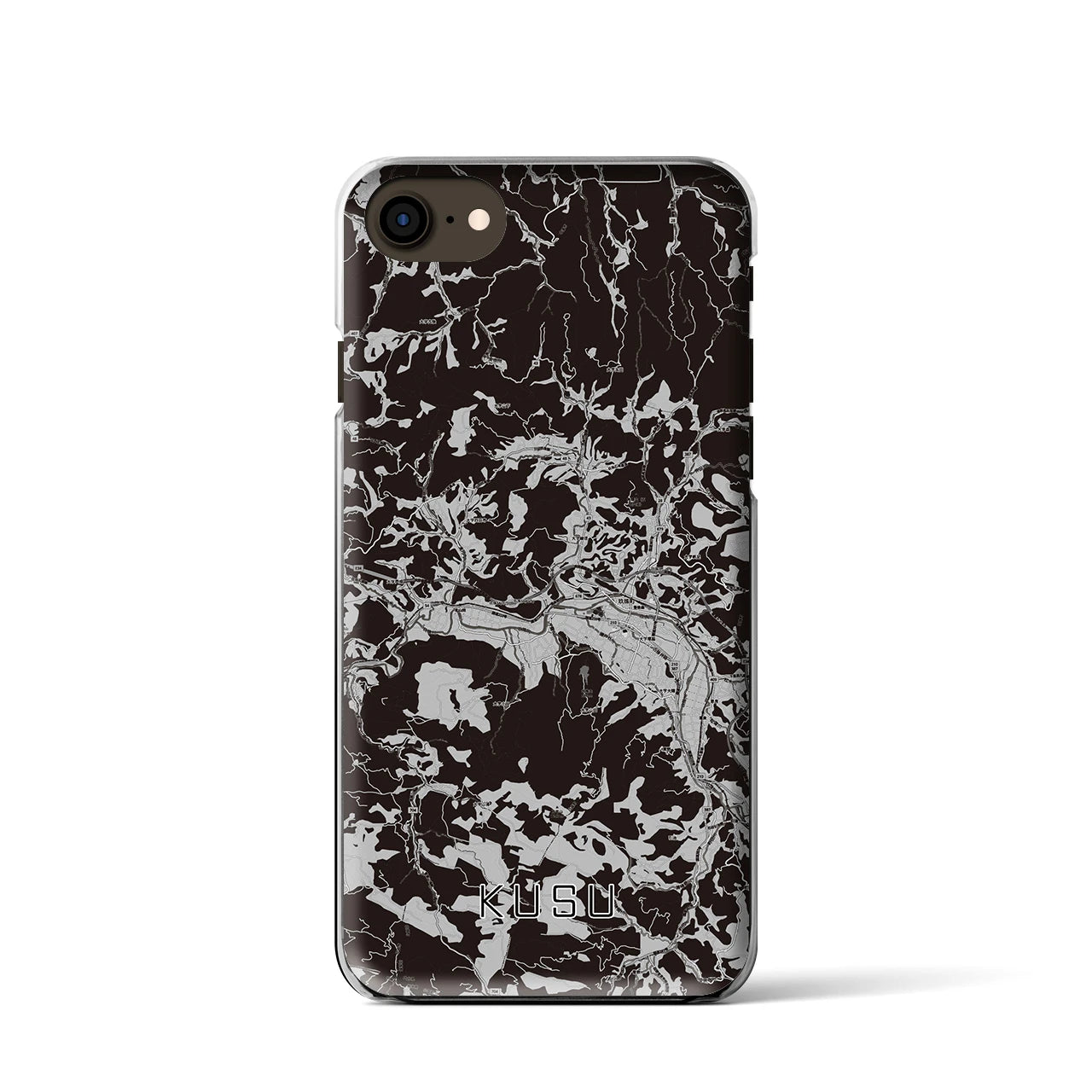 【玖珠(大分県)】地図柄iPhoneケース(クリアタイプ)モノトーン・iPhone SE(第3 / 第2世代) / 8 / 7 / 6s / 6 用