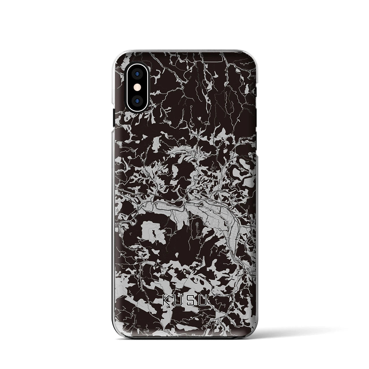 【玖珠(大分県)】地図柄iPhoneケース(クリアタイプ)モノトーン・iPhone XS / X 用
