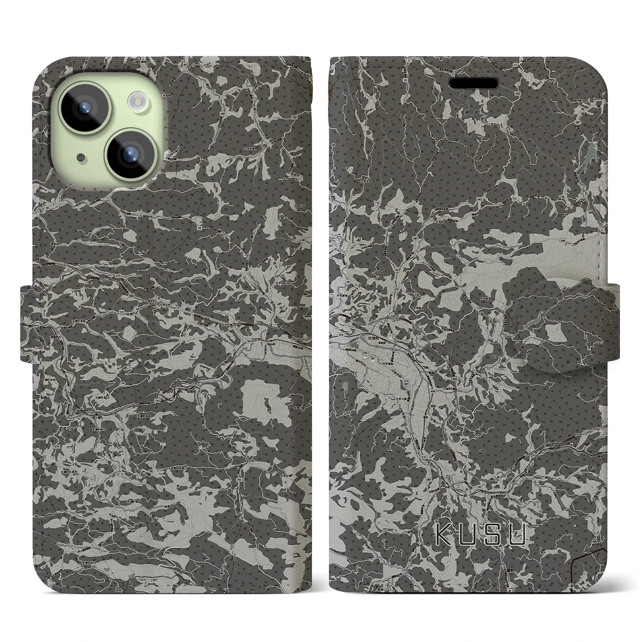 【玖珠(大分県)】地図柄iPhoneケース(手帳タイプ)