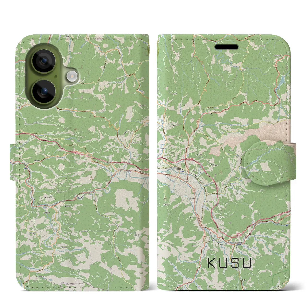 【玖珠(大分県)】地図柄iPhoneケース(手帳タイプ)