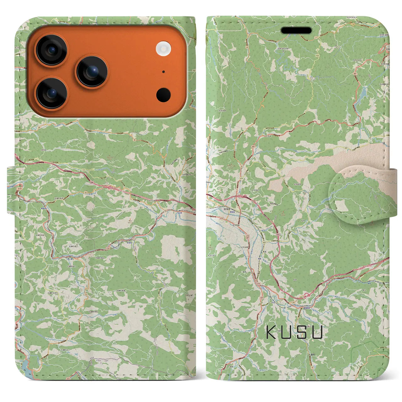 【玖珠(大分県)】地図柄iPhoneケース(手帳タイプ)