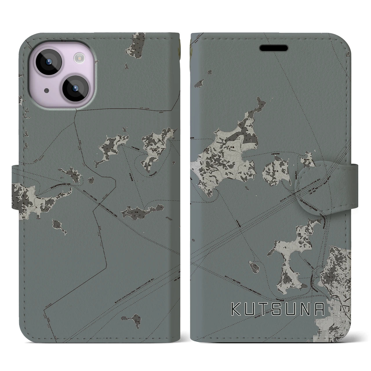 【忽那(愛媛県)】地図柄iPhoneケース(手帳タイプ)