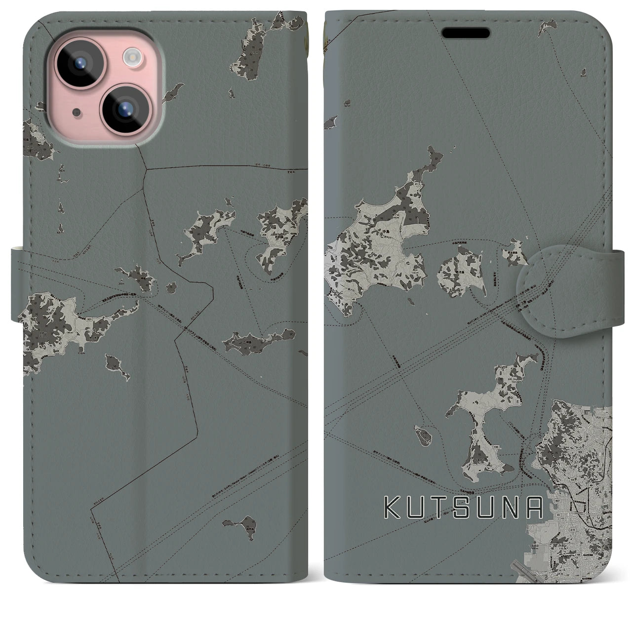 【忽那(愛媛県)】地図柄iPhoneケース(手帳タイプ)