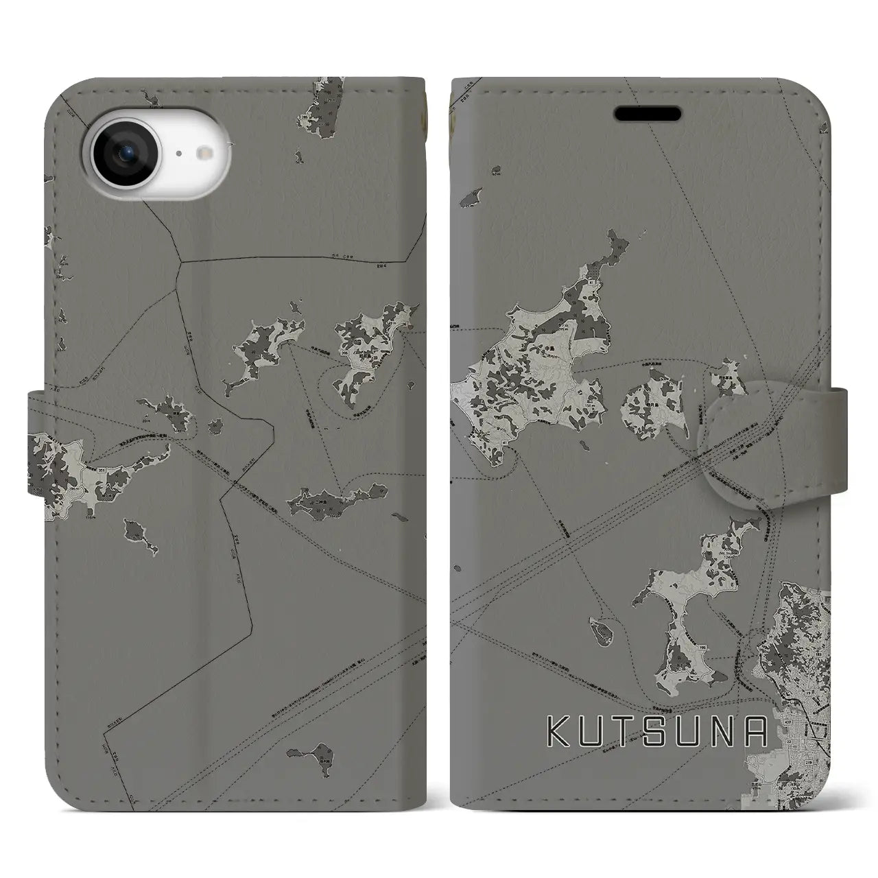 【忽那(愛媛県)】地図柄iPhoneケース(手帳タイプ)