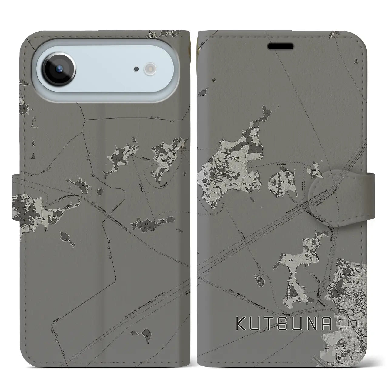 【忽那(愛媛県)】地図柄iPhoneケース(手帳タイプ)