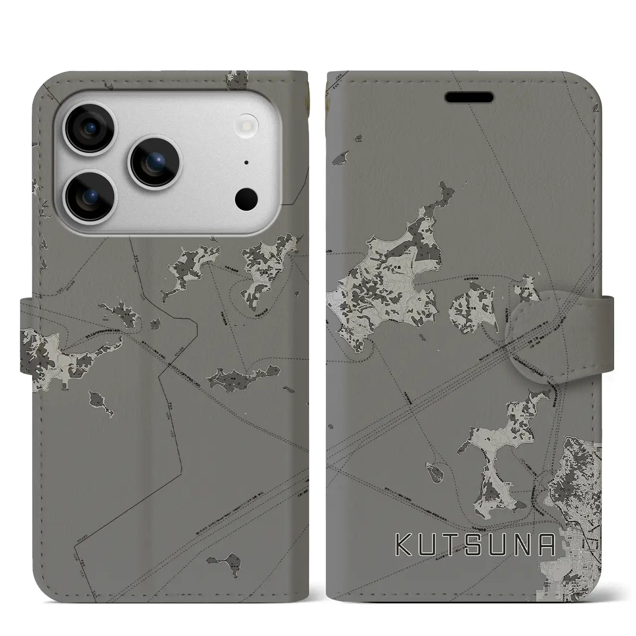 【忽那(愛媛県)】地図柄iPhoneケース(手帳タイプ)