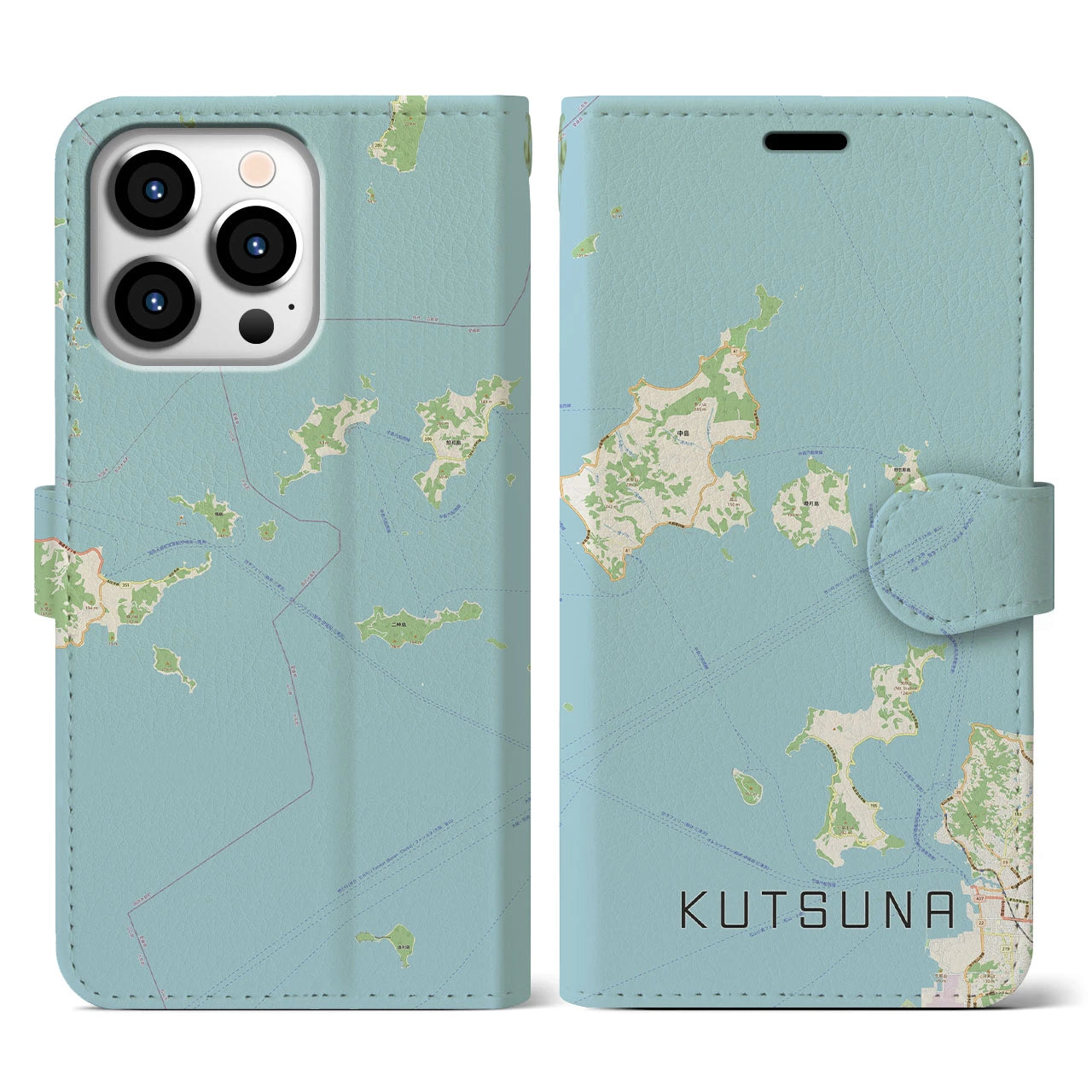 【忽那(愛媛県)】地図柄iPhoneケース(手帳タイプ)