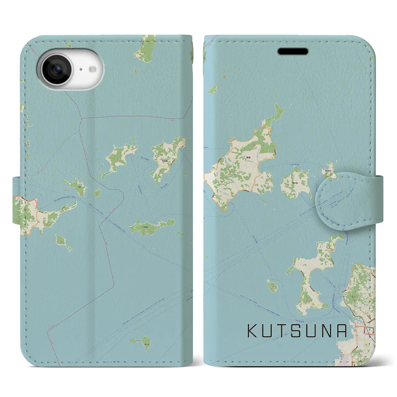 【忽那(愛媛県)】地図柄iPhoneケース(手帳タイプ)