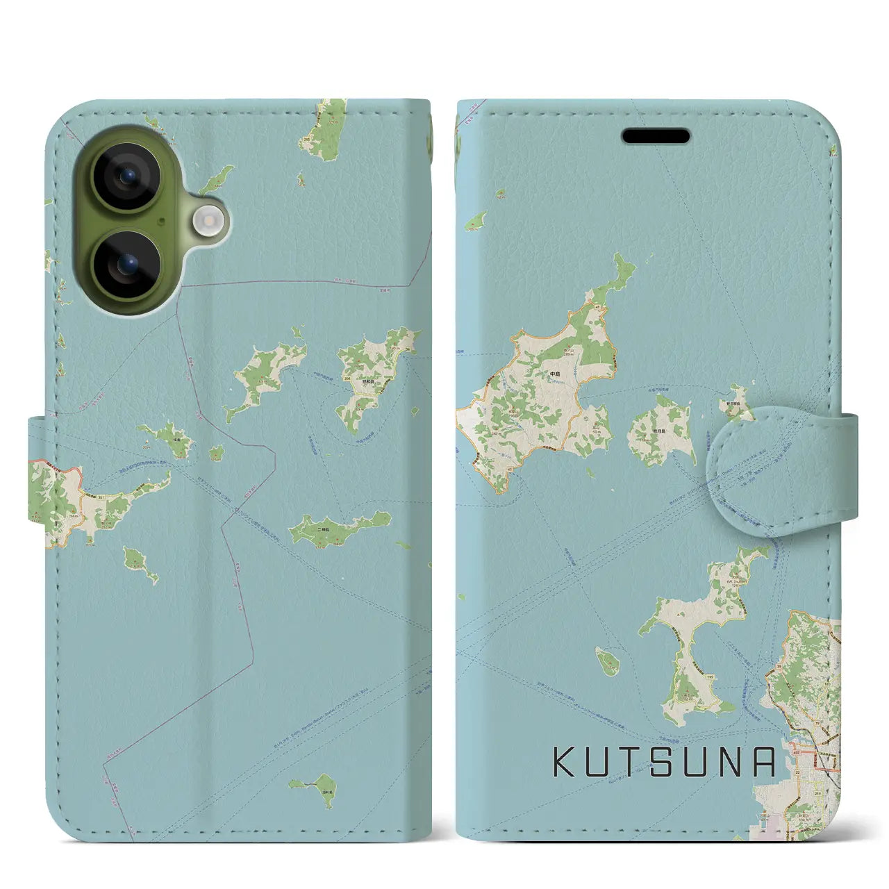 【忽那(愛媛県)】地図柄iPhoneケース(手帳タイプ)