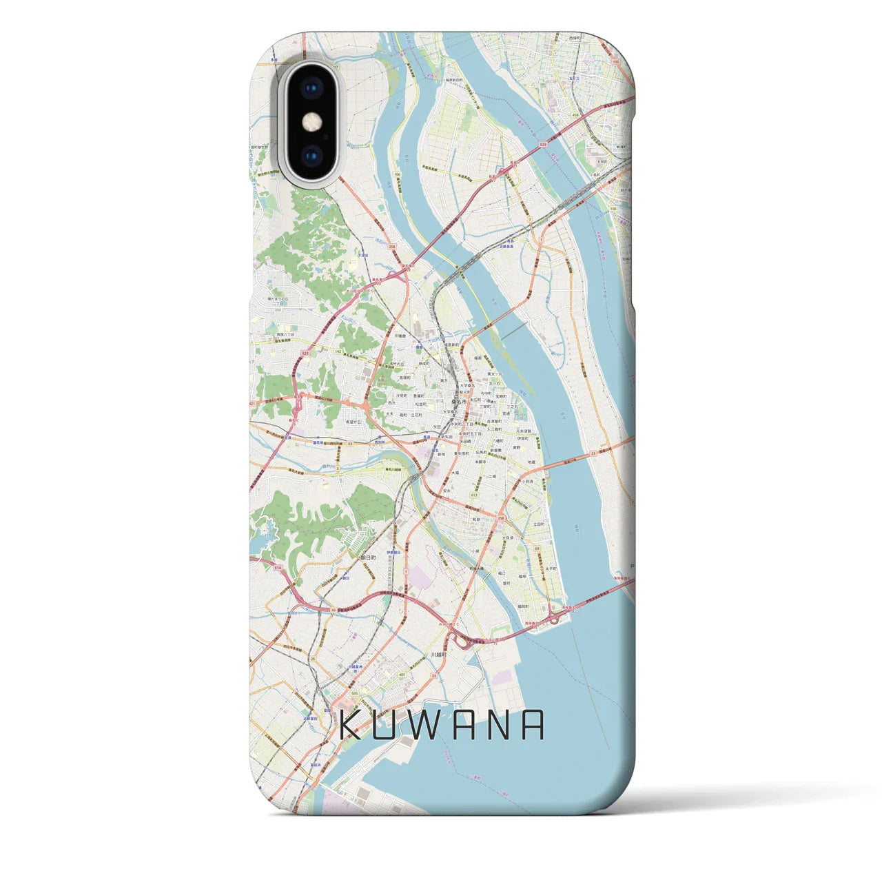 【桑名(三重県)】地図柄iPhoneケース(バックカバータイプ)