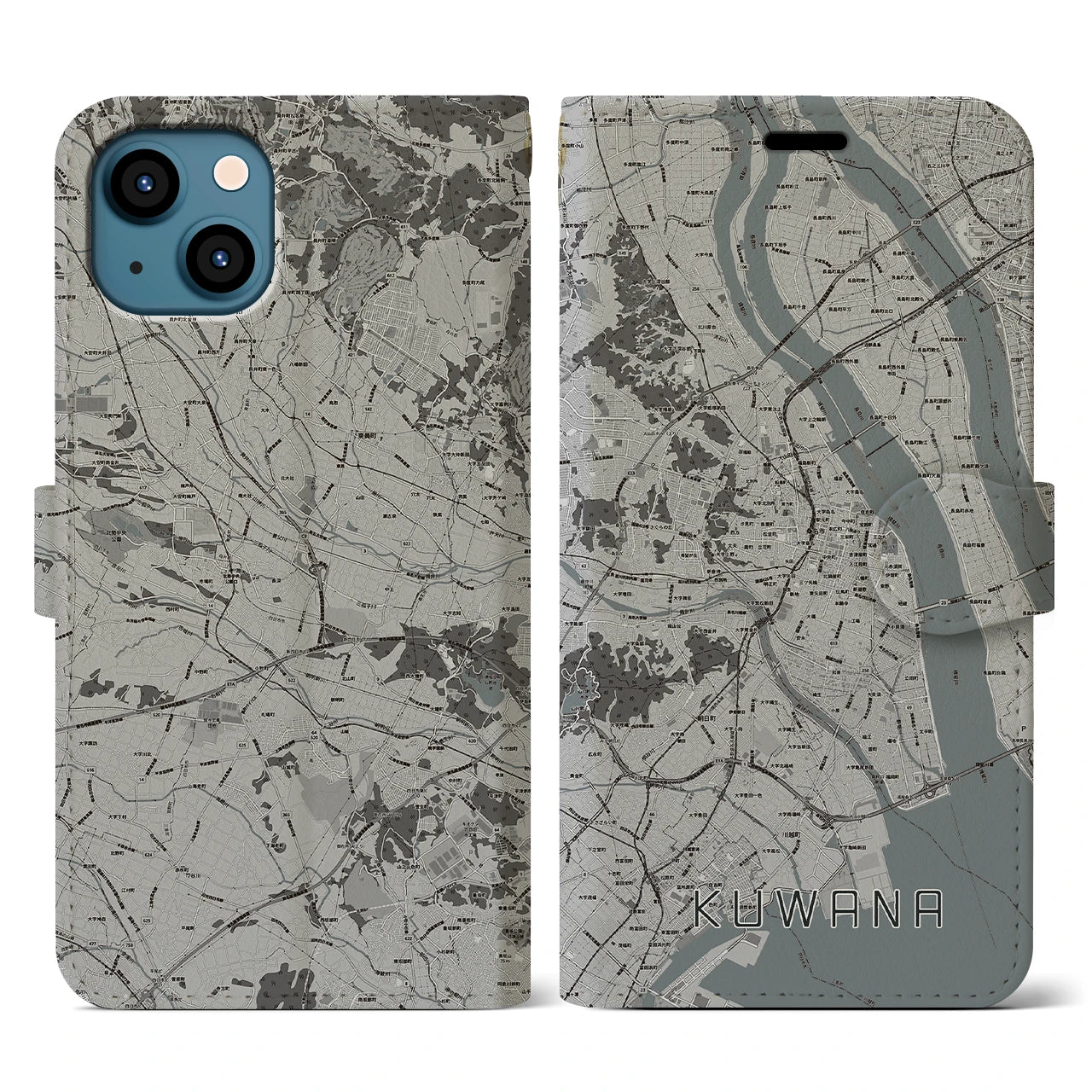 【桑名(三重県)】地図柄iPhoneケース(手帳タイプ)