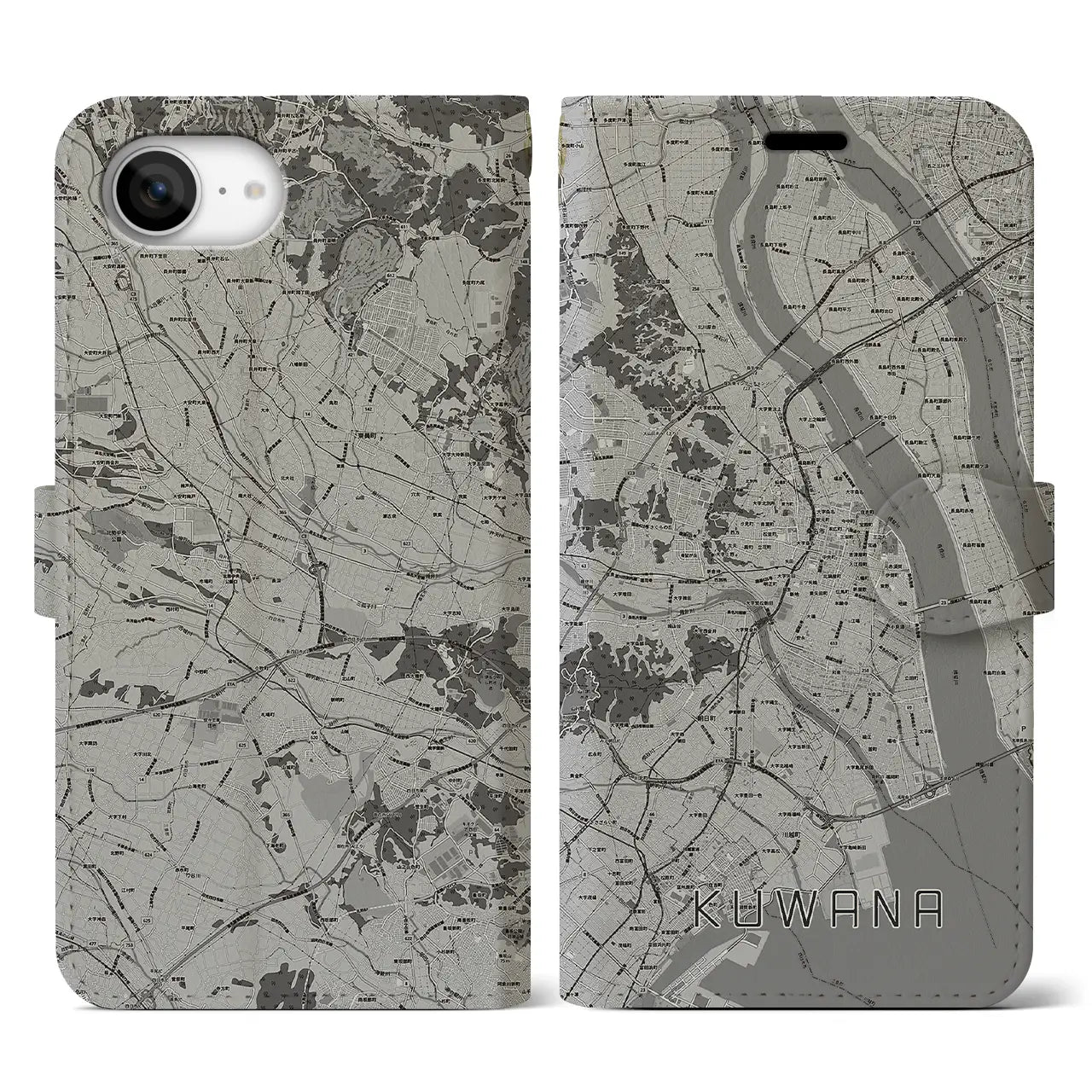 【桑名(三重県)】地図柄iPhoneケース(手帳タイプ)