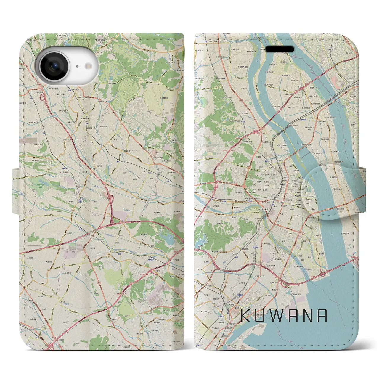 【桑名(三重県)】地図柄iPhoneケース(手帳タイプ)