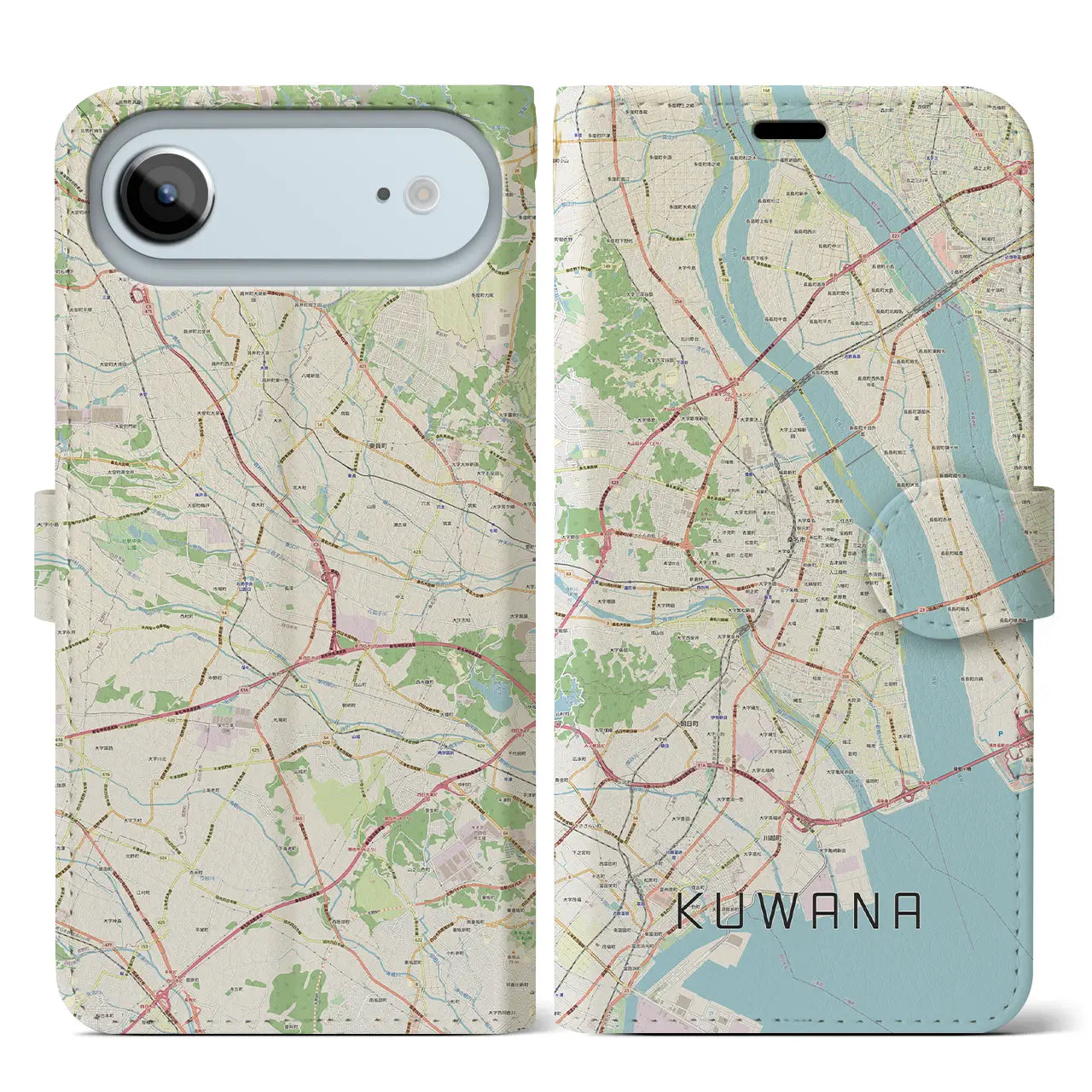 【桑名(三重県)】地図柄iPhoneケース(手帳タイプ)