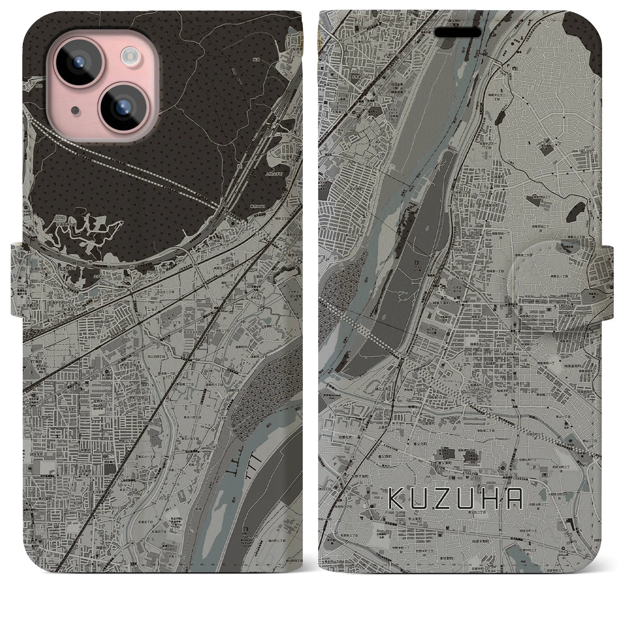 【樟葉(大阪府)】地図柄iPhoneケース(手帳タイプ)