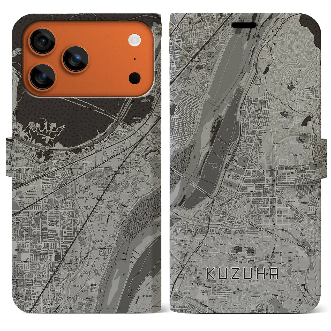 【樟葉(大阪府)】地図柄iPhoneケース(手帳タイプ)