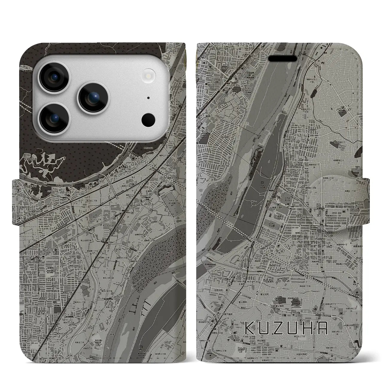 【樟葉(大阪府)】地図柄iPhoneケース(手帳タイプ)