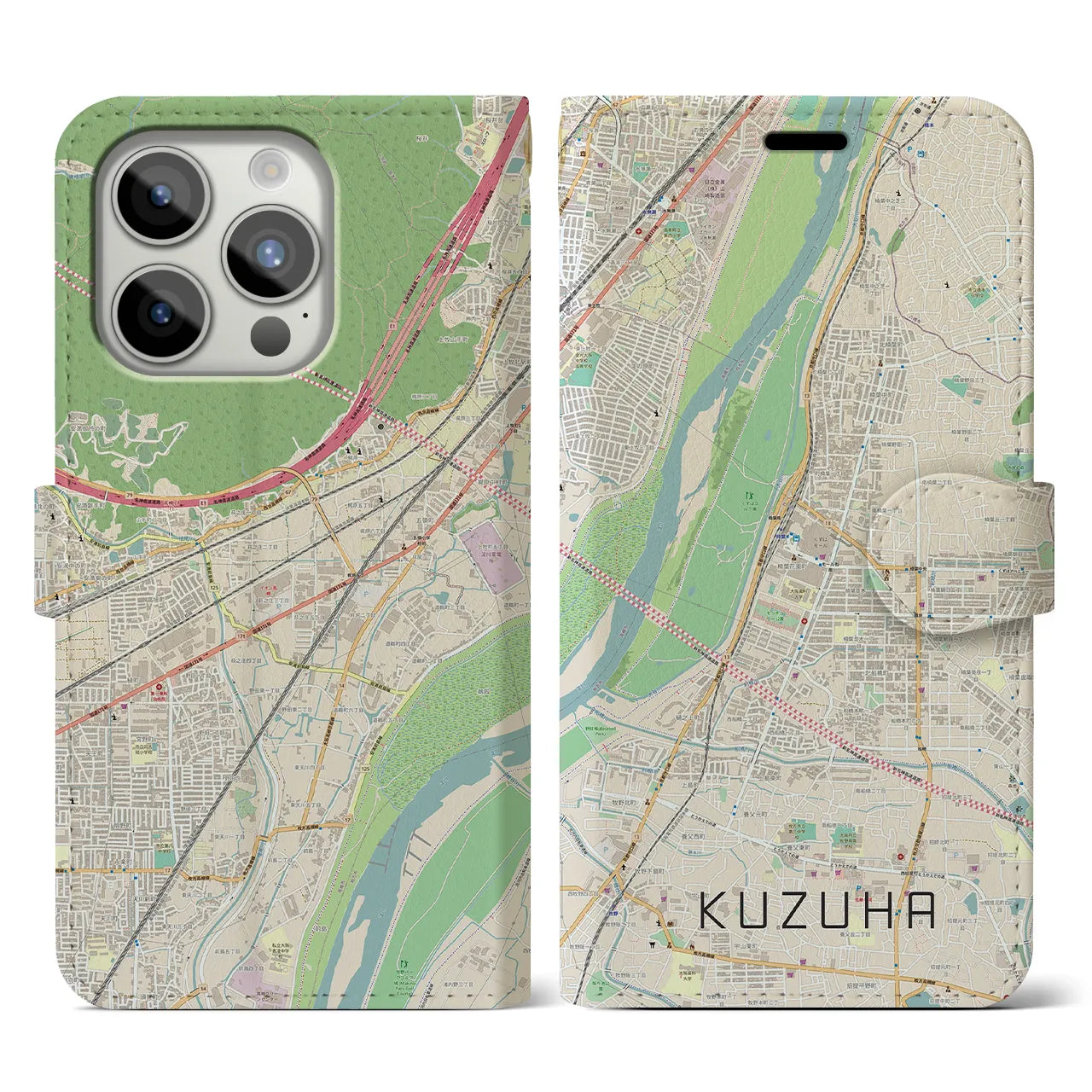 【樟葉(大阪府)】地図柄iPhoneケース(手帳タイプ)