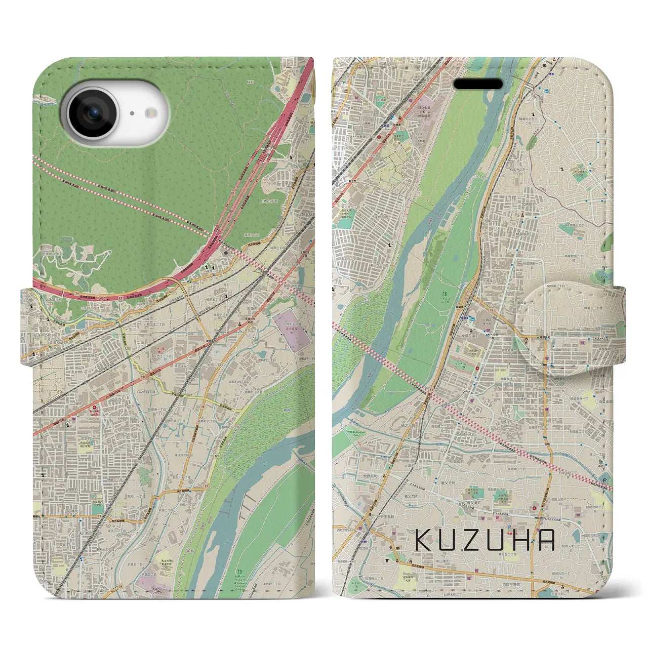 【樟葉(大阪府)】地図柄iPhoneケース(手帳タイプ)