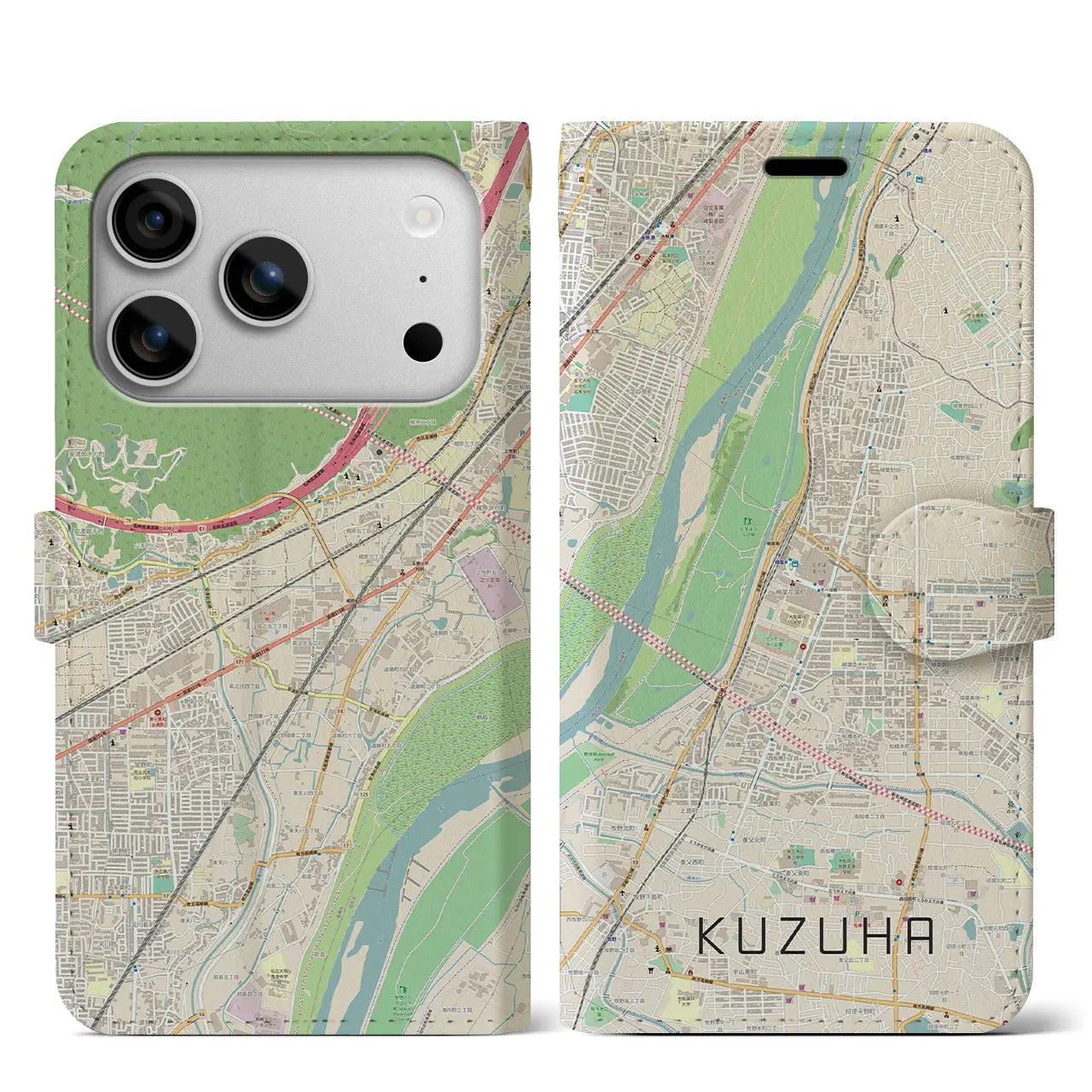 【樟葉(大阪府)】地図柄iPhoneケース(手帳タイプ)