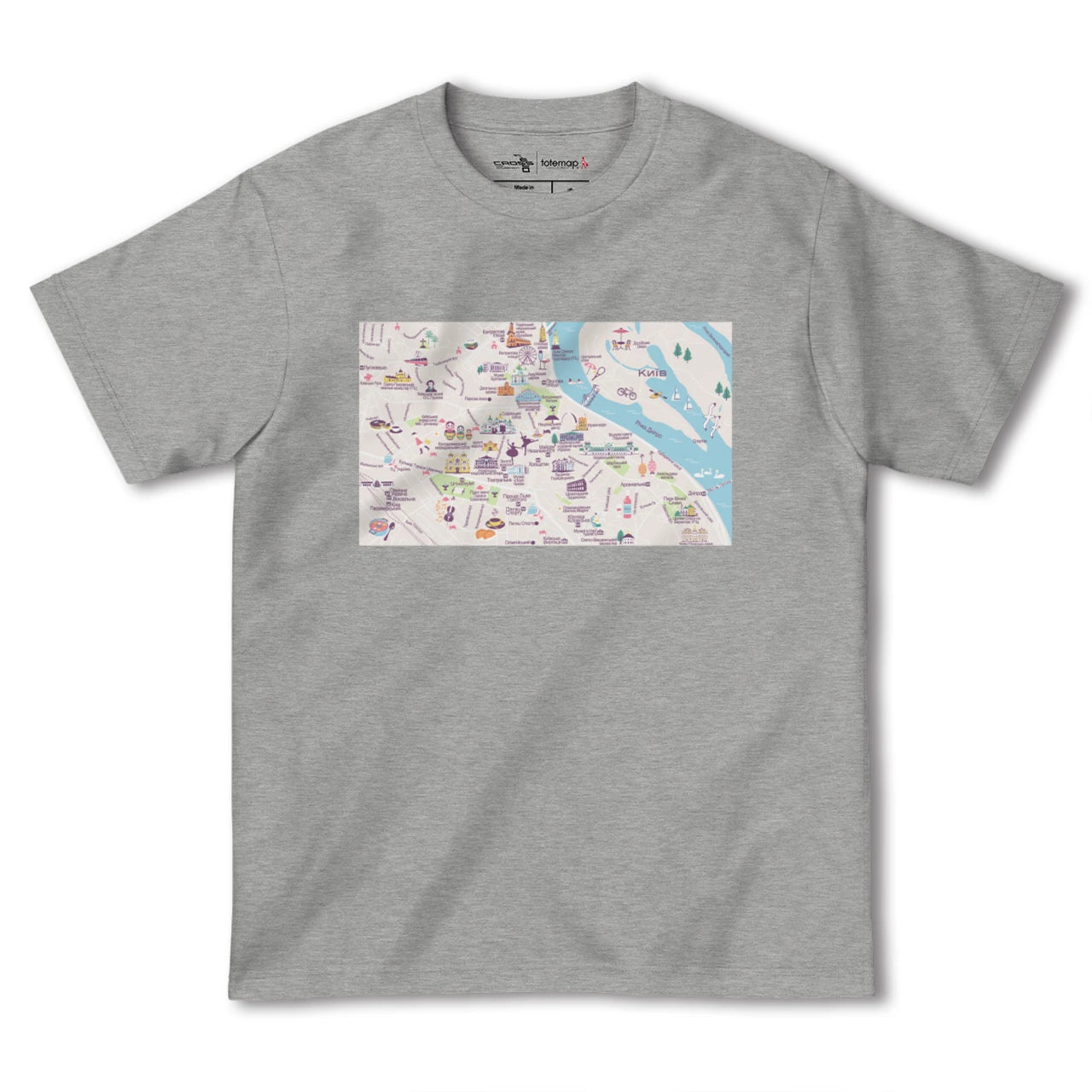 【キーウ(ウクライナ)】イラストマップTシャツ