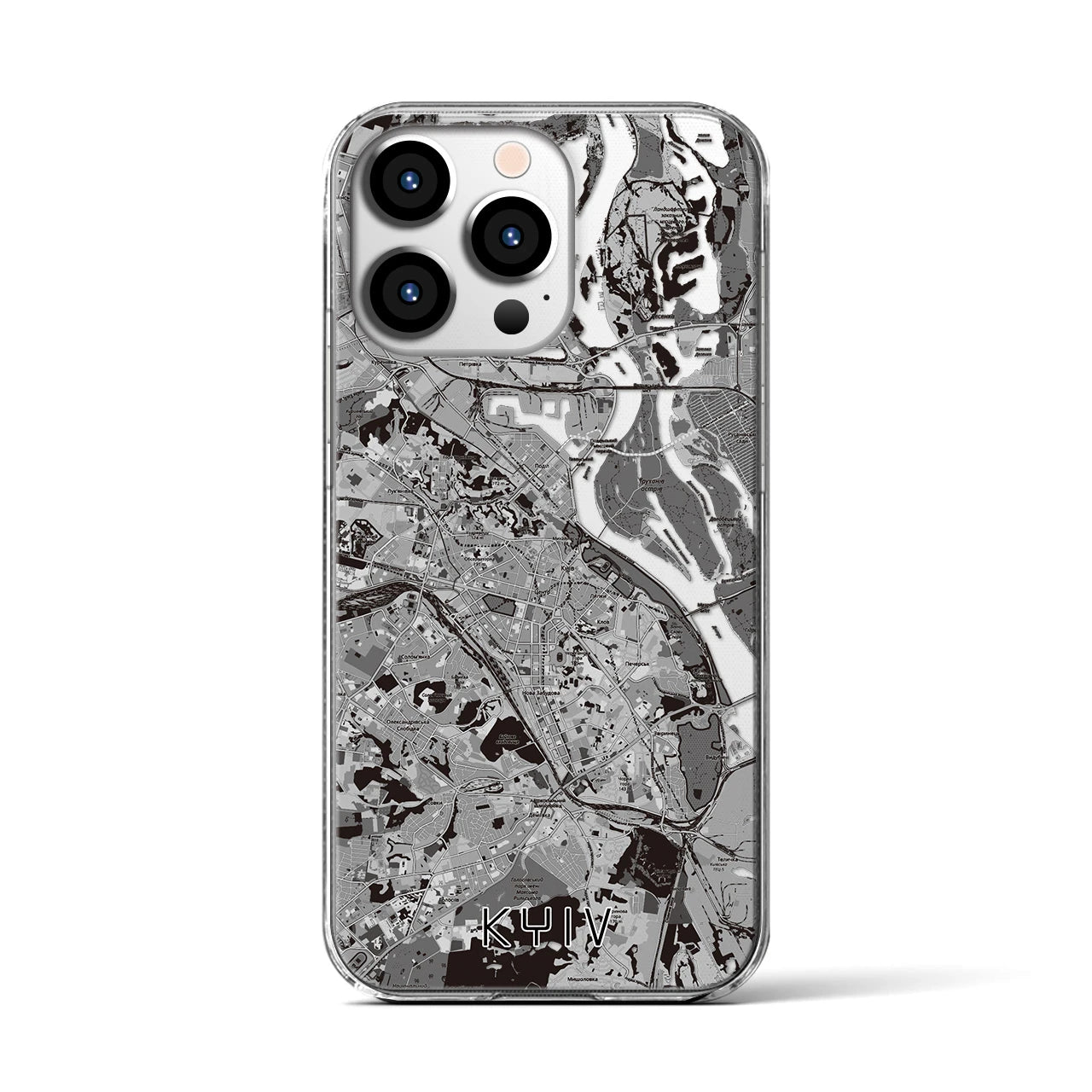 【キーウ(ウクライナ)】地図柄iPhoneケース(クリアタイプ)