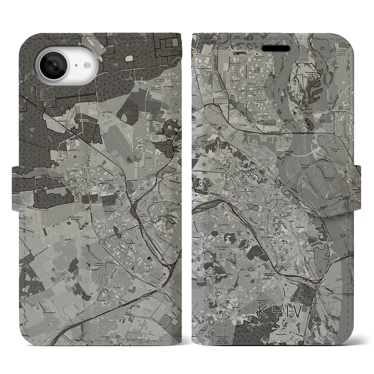 【キーウ(ウクライナ)】地図柄iPhoneケース(手帳タイプ)