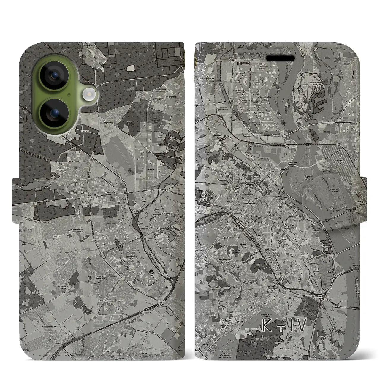 【キーウ(ウクライナ)】地図柄iPhoneケース(手帳タイプ)