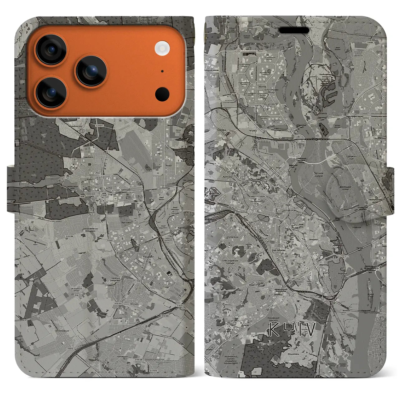 【キーウ(ウクライナ)】地図柄iPhoneケース(手帳タイプ)