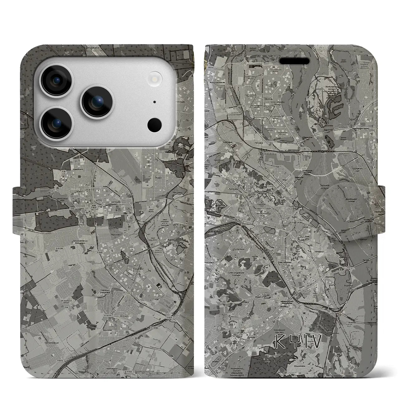 【キーウ(ウクライナ)】地図柄iPhoneケース(手帳タイプ)