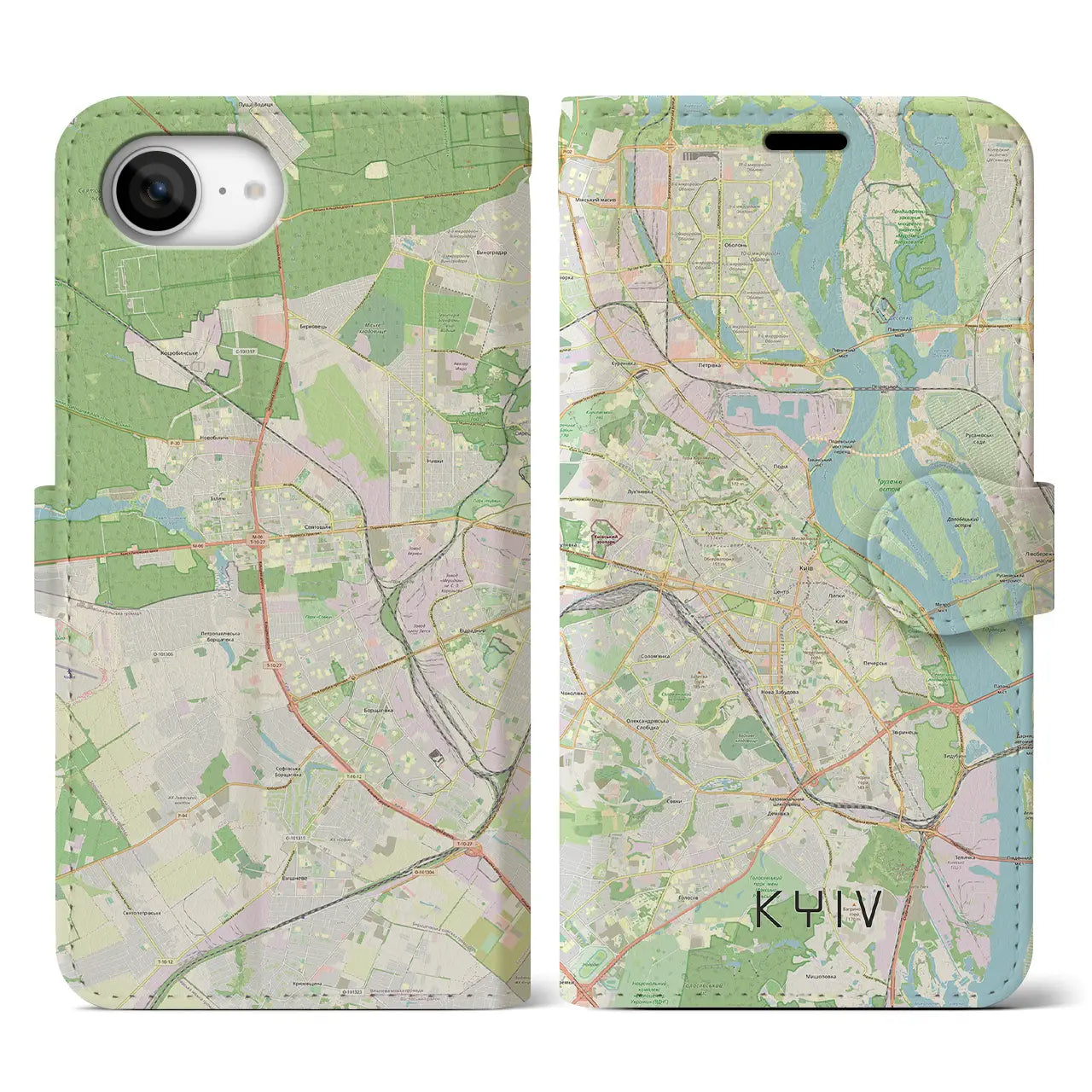 【キーウ(ウクライナ)】地図柄iPhoneケース(手帳タイプ)