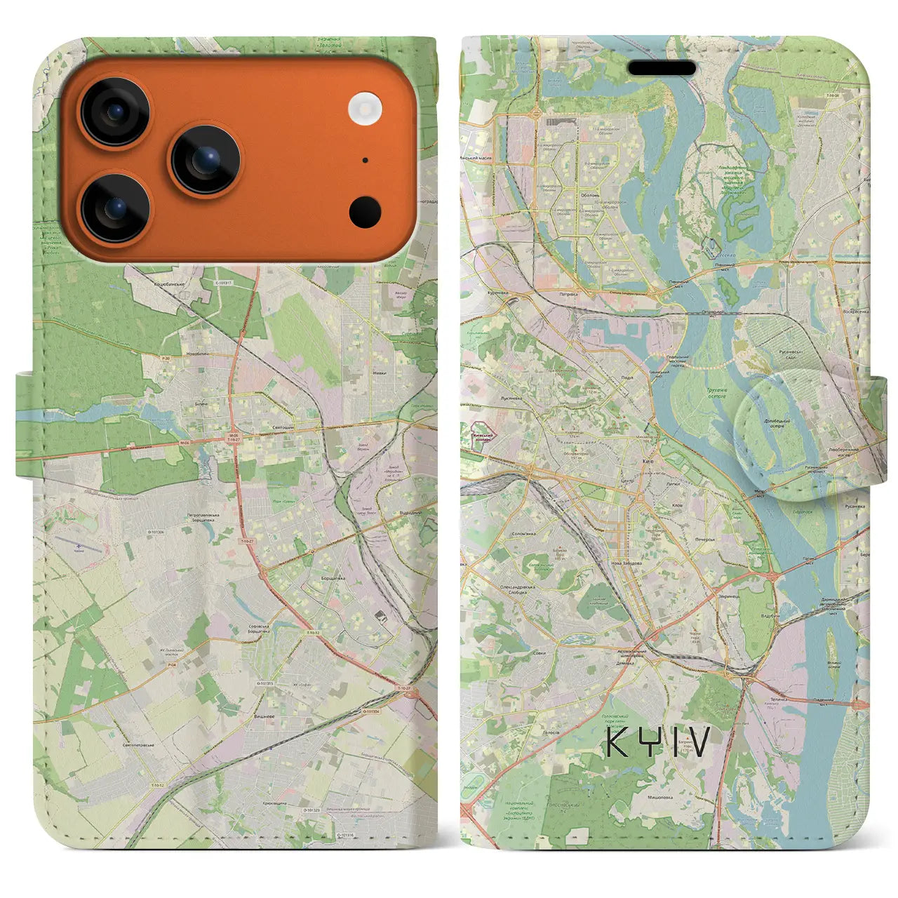 【キーウ(ウクライナ)】地図柄iPhoneケース(手帳タイプ)