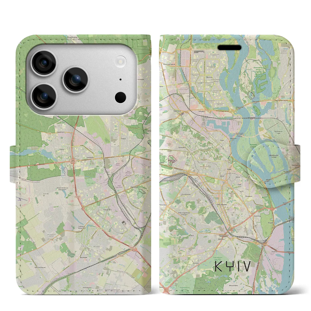 【キーウ(ウクライナ)】地図柄iPhoneケース(手帳タイプ)