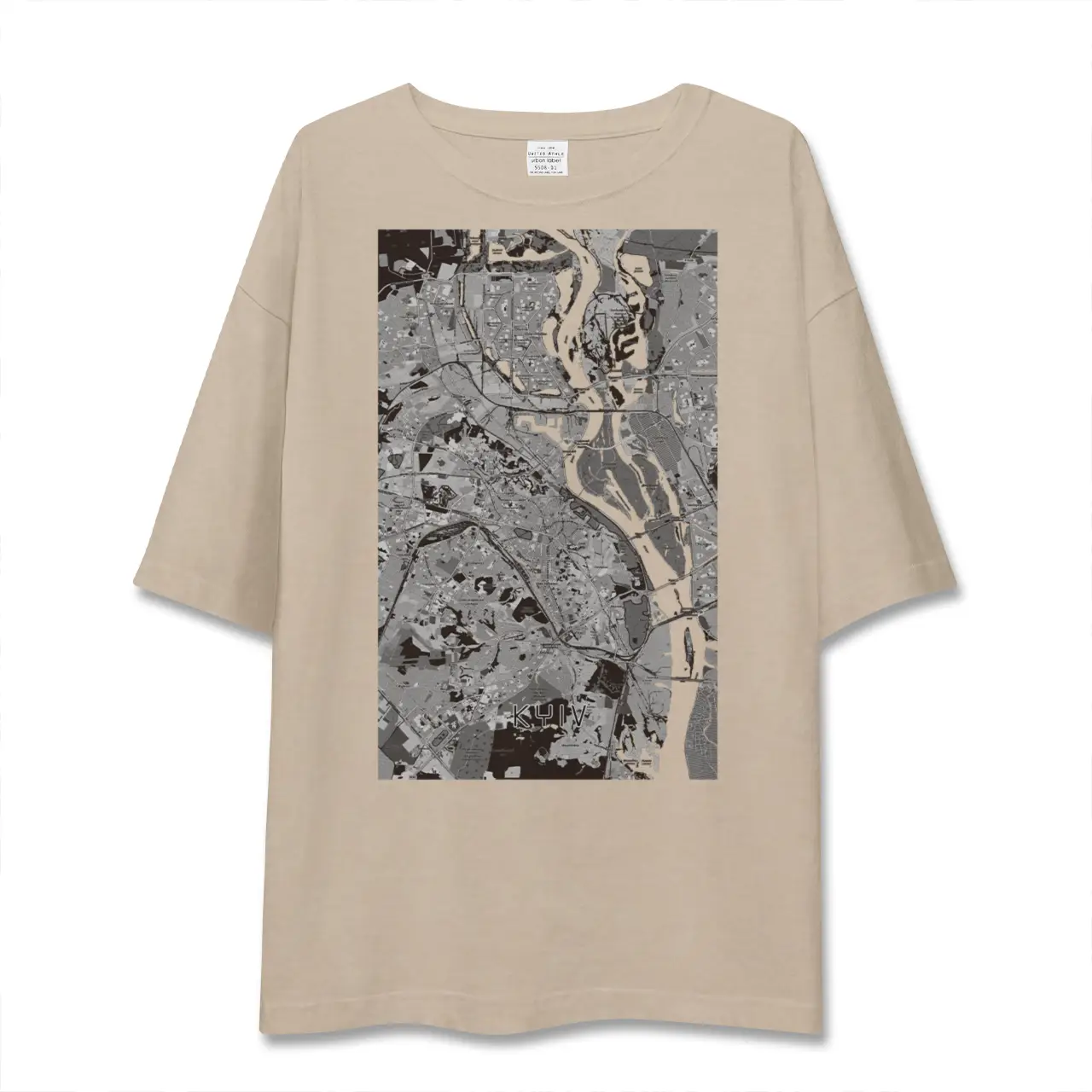 【キーウ(ウクライナ)】地図柄ビッグシルエットTシャツ