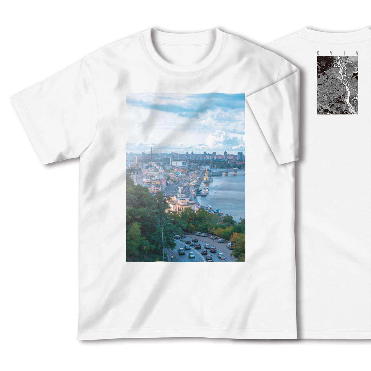 【キーウ(ウクライナ)】Map World ハイクオリティTシャツ