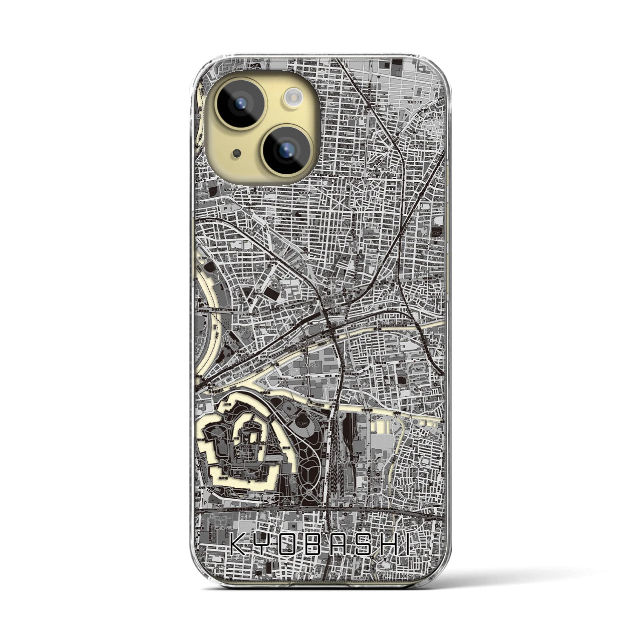 【京橋(大阪府)】地図柄iPhoneケース(クリアタイプ)