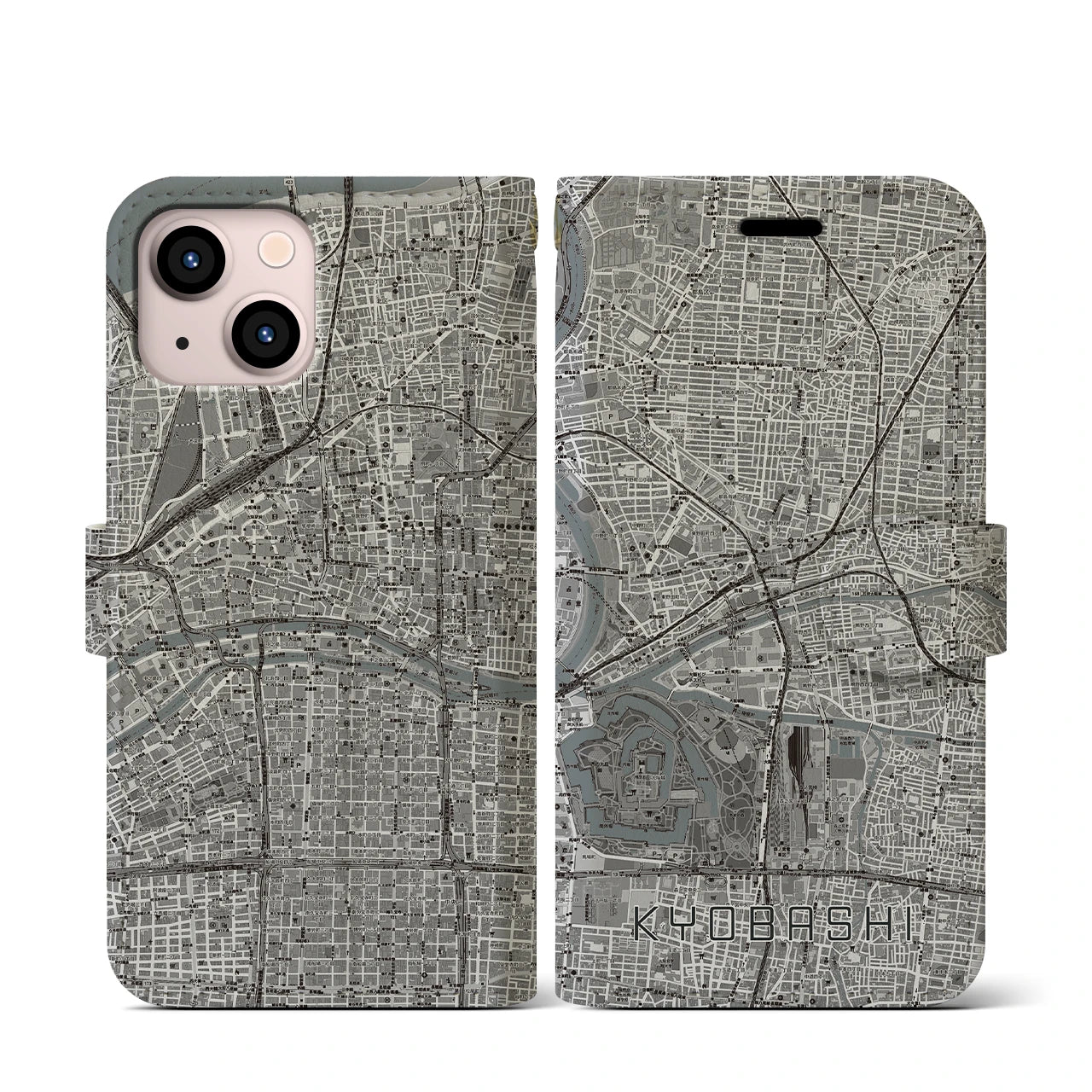 【京橋(大阪府)】地図柄iPhoneケース(手帳タイプ)