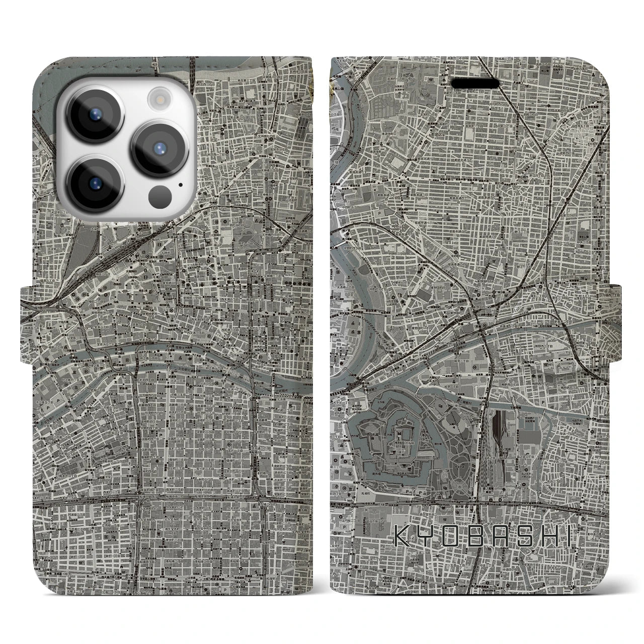 【京橋(大阪府)】地図柄iPhoneケース(手帳タイプ)