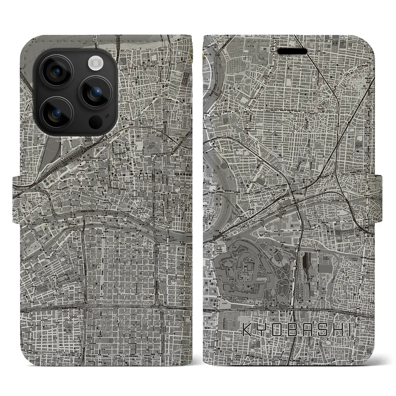 【京橋(大阪府)】地図柄iPhoneケース(手帳タイプ)